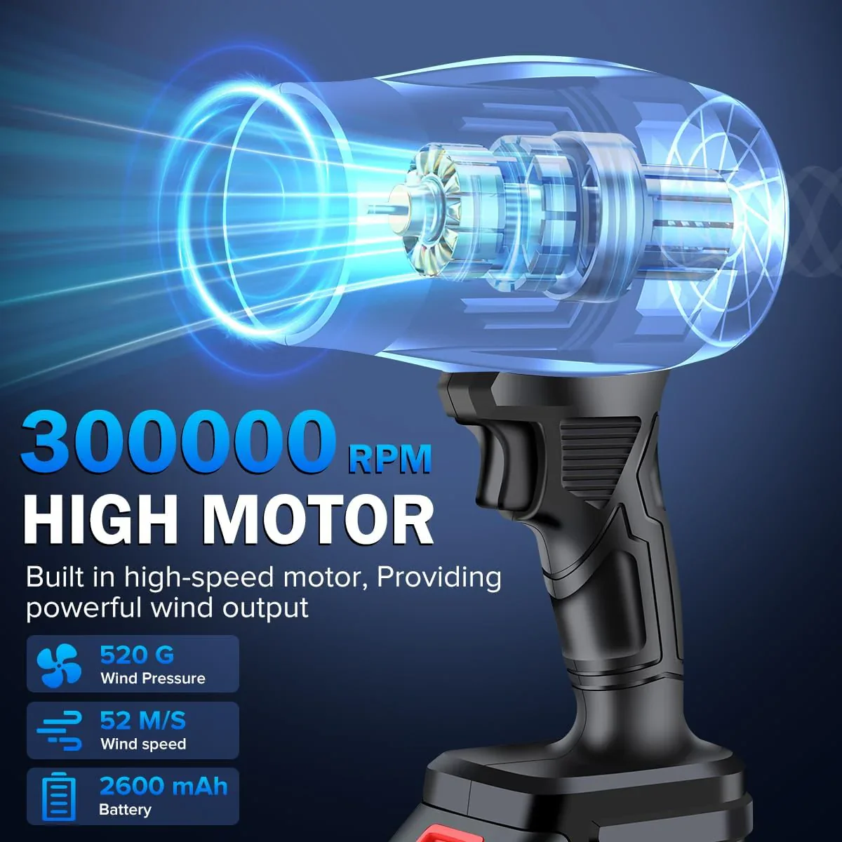 Electric Cordless Leaf Blower, Handheld Electric Leaf Blower, Mini Jet Dry Blower Fan with 2 Packs 2.6Ah Batteries and Charger, Violent Turbo Jet Blower for Lawn, Patio, Outdoors, Car, Home - Levo Sportswear