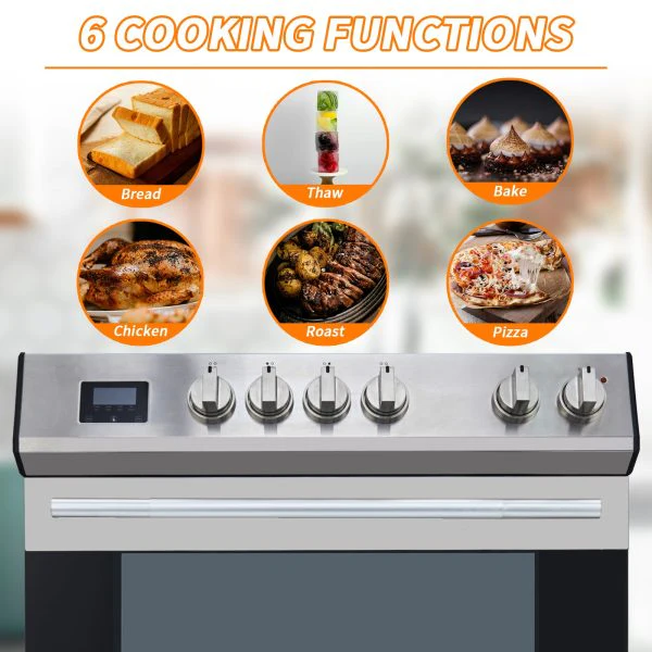 Front Control Electric Range Oven with 5 Cooktop Elements with 6 Cooking Power Options, Freestanding Oven, 5.0 cu. ft. Capacity Stainless Steel - Levo Sportswear