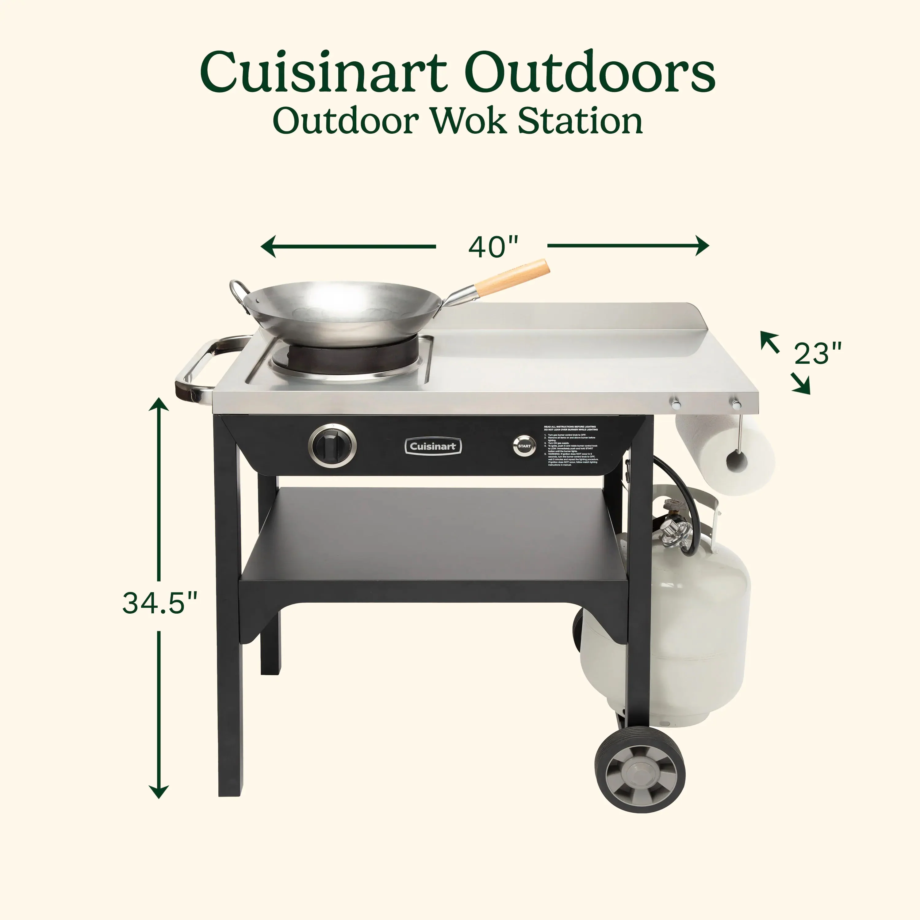 Cuisinart �� Outdoor Wok Station, 50,000 BTU Propane Outdoor Wok Burner w Prep Table, 14�测�� Carbon Steel Wok for Stir Fry, Searing, BBQ �� Black - Levo Sportswear