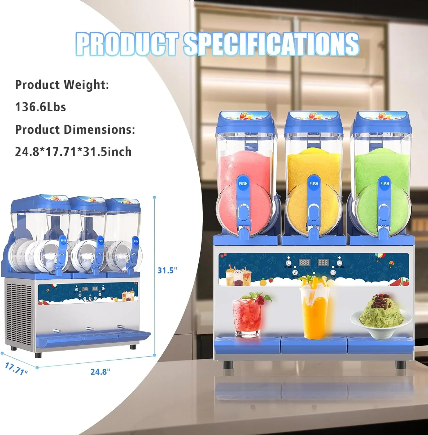 Commercial Slushy Machine - 1000W 30L Tanks Slush Maker Machine 304 Stainless Steel Commercial Margarita Machines Efficient Cooling the Ideal Slushie Maker for Bars Cafes Restaurants - Levo Sportswear