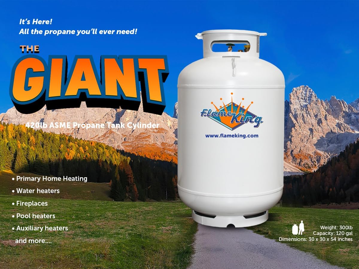 Flame King 420LB ASME Vertical Propane Tank, White - Levo Sportswear