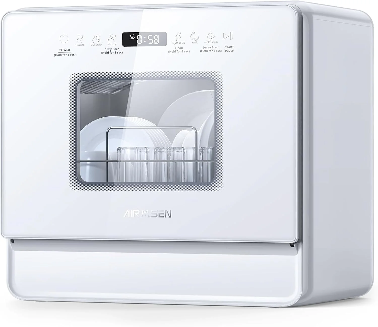 Desktop dishwasher set, double-layer shelf design, portable dishwasher, built-in 5-liter water tank, 3 spray arms, 12-hour delay start, no need to connect power supply, white model - Levo Sportswear