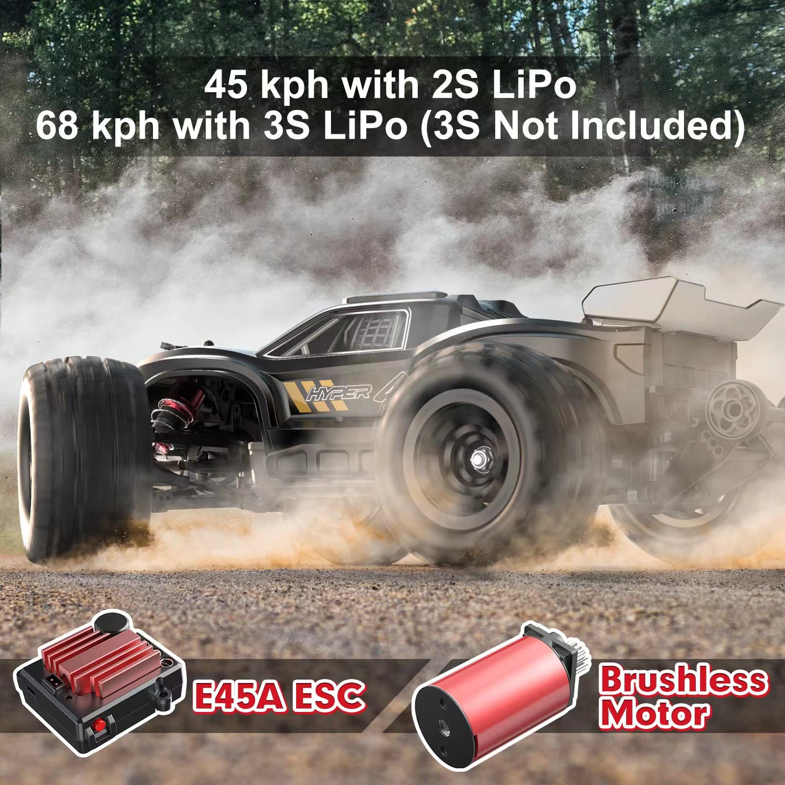 HYPER GO H16BM 1/16 RTR Brushless Fast RC Cars, Max 42mph - Levo Sportswear
