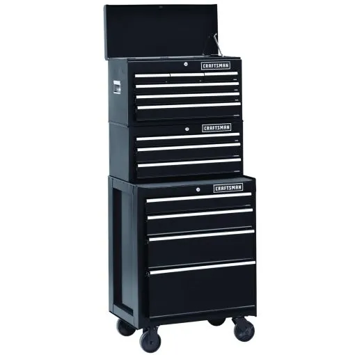 Craftsman 26 Inch 3-drawer Heavy-duty Ball Bearing Middle Chest Black - Levo Sportswear