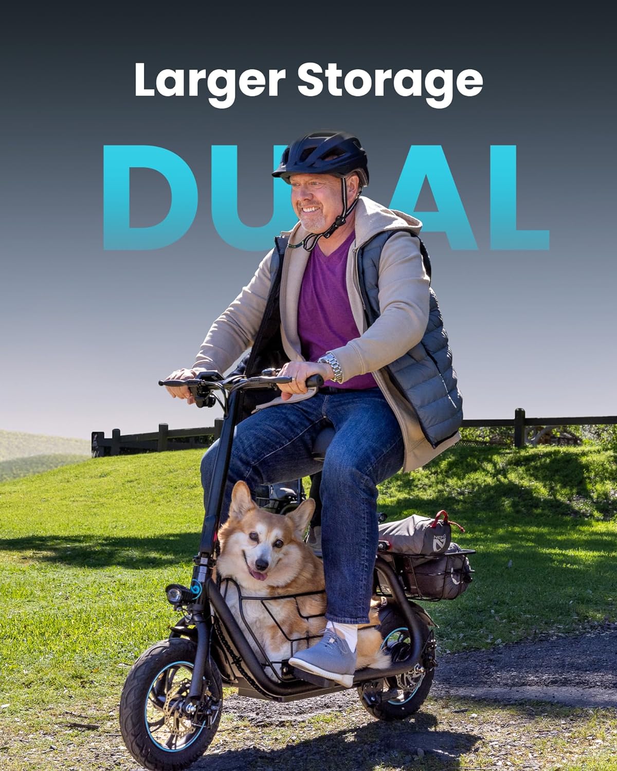 Electric Scooter with Large Basket, 550W Motor - Levo Sportswear
