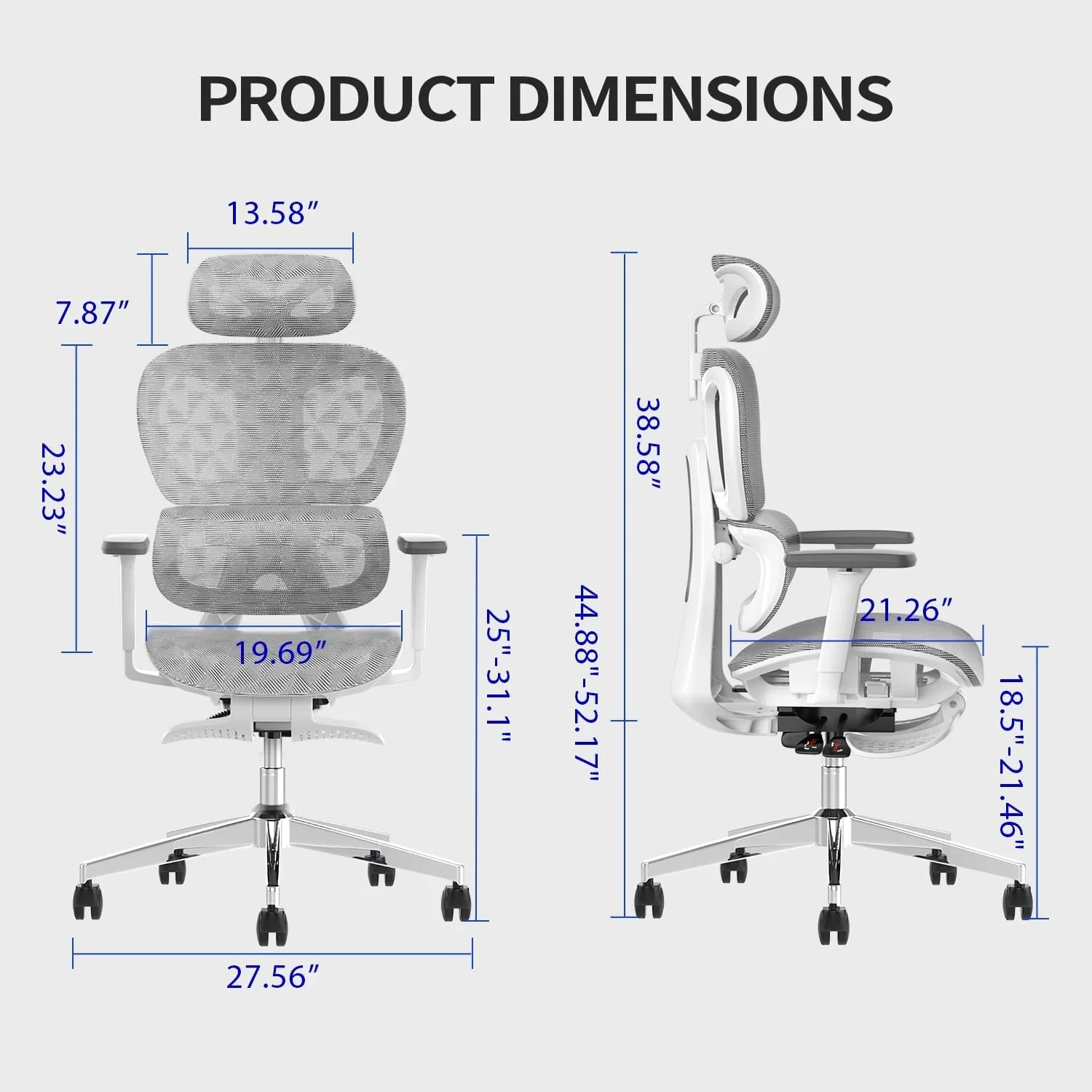 Ergo3D Ergonomic Office Chair �� High Back Mesh Desk Chair with 3D Adjustable Armrests, Wheels, for Home and Office (Black) - Levo Sportswear