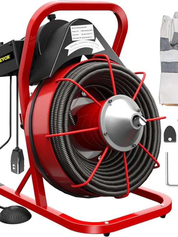 Electric Drain Cleaner Machine by [Brand], 75 Ft x 3/8 Inch, Fits 1-4 Inch Pipes, Portable with 4 Cutters, Powerful Plumbing Tool for Clogs - Levo Sportswear