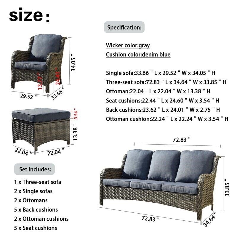 Latimer Wicker/Rattan 5 - Person Seating Group with Cushions - Levo Sportswear