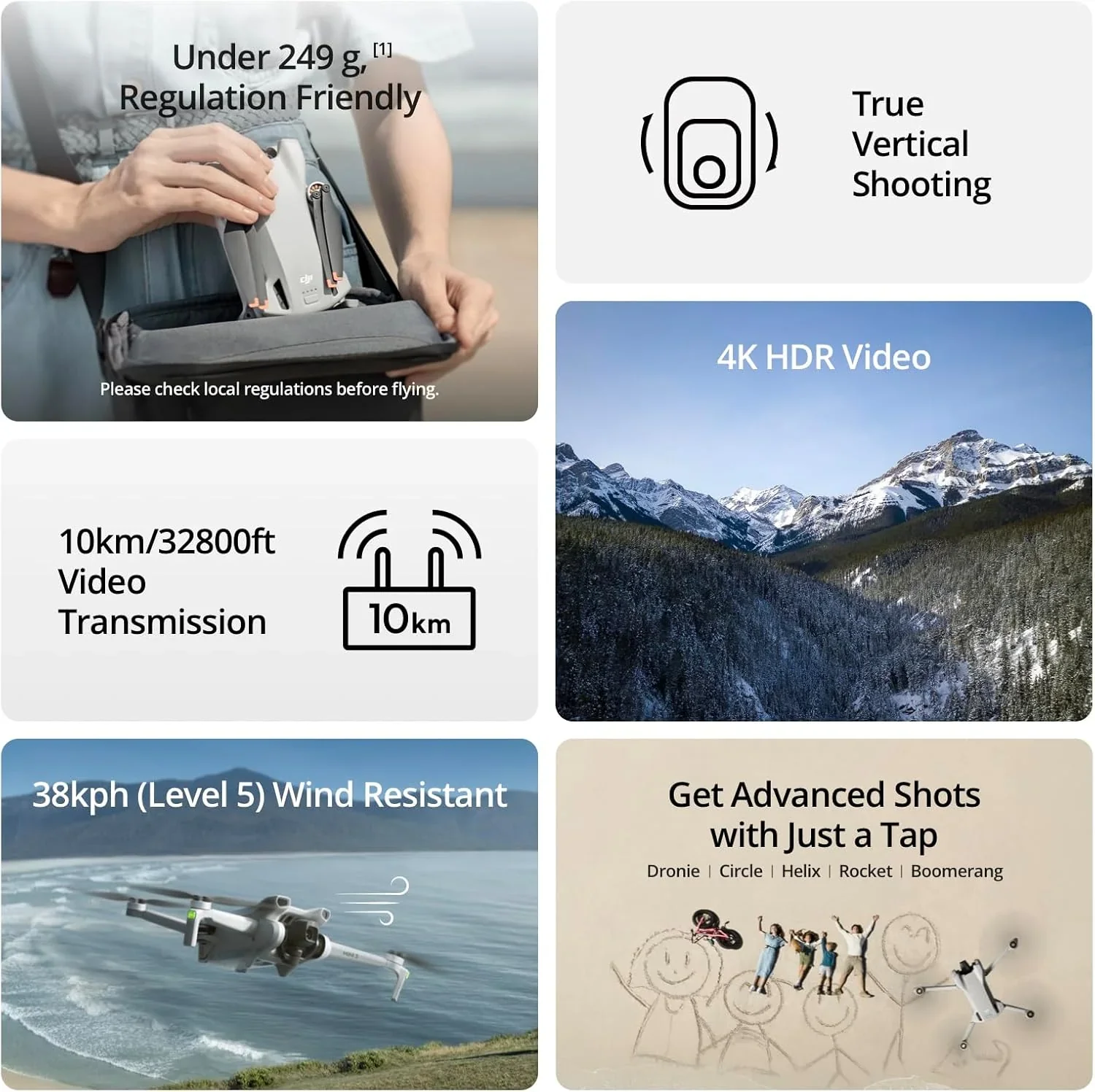 DJI Mini 3, Drones with Camera for Adults 4K, 38-min Flight Time, up to 32800ft (10km) Video Transmission, True Vertical Shooting, GPS Auto Return Integrated, Mini Drone with Camera for Beginners - Levo Sportswear