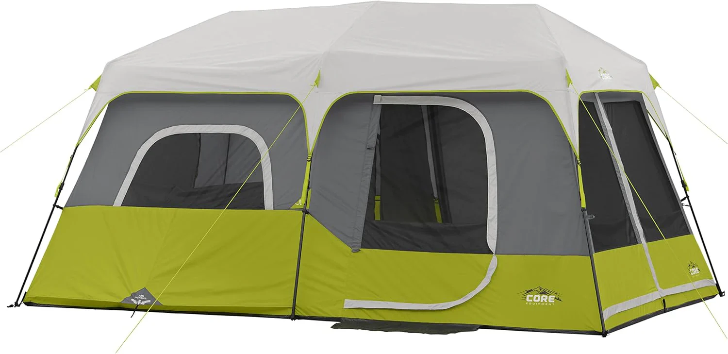 Core 9 Person Instant Cabin Tent - 14' x 9', Green (40008) - Levo Sportswear