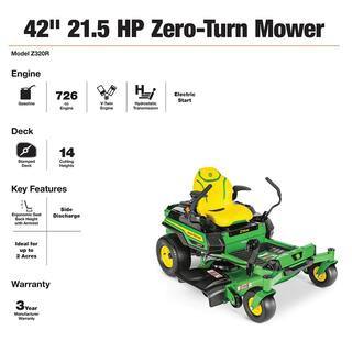 John Deere Z320R 42′′ 21.5 HP V-Twin Zero-Turn Riding Mower with Accel Deep Deck - Levo Sportswear