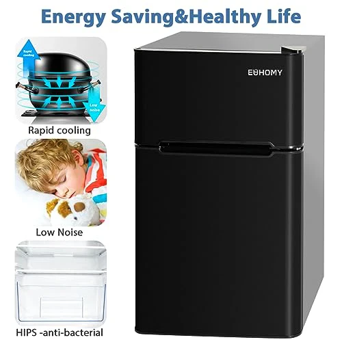 Euhomy Mini Fridge with Freezer, 3.2 Cu.Ft Mini Refrigerator with Freezer - Levo Sportswear