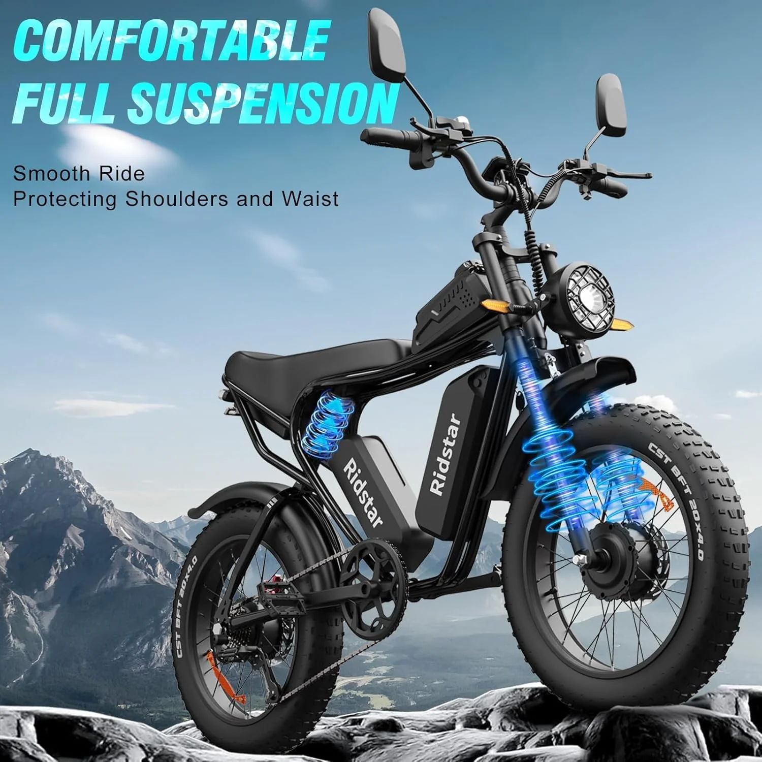 Electric Bike Q20, 2000W, 52V, 30-180 Miles All-Terrain Fat Tire E-Bike for Adults - Levo Sportswear