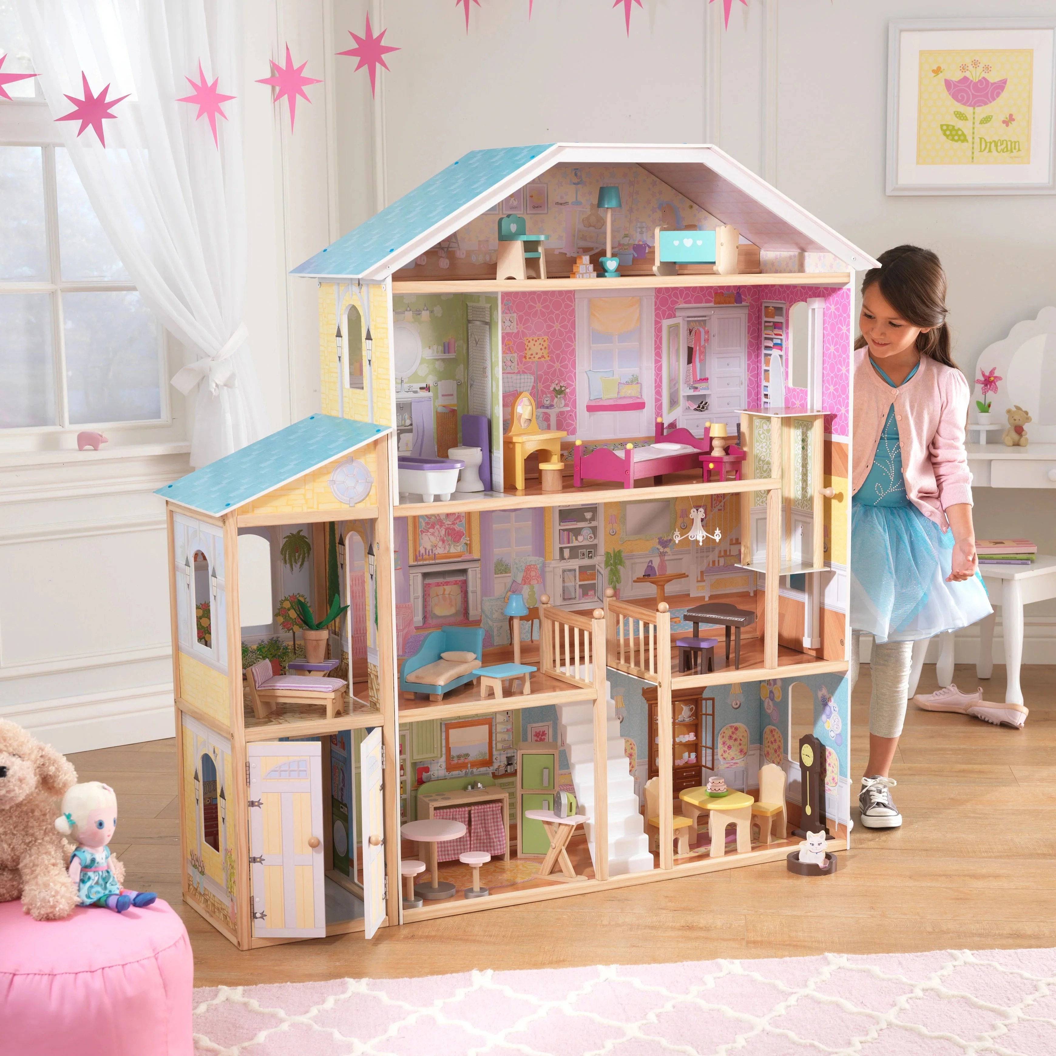 KidKraft Majestic Mansion Wooden Dollhouse with 34 Accessories - Levo Sportswear