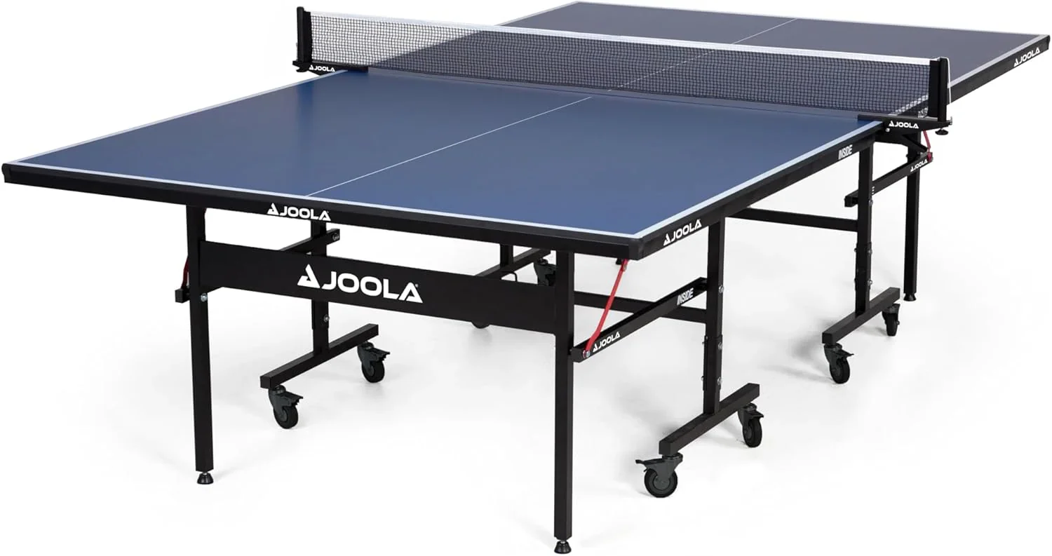Inside Professional MDF Indoor Ping Pong Table with Quick Clamp Table Tennis Net and Post Set - 10 Minute Easy Assembly - Tournament Quality - Foldable with Single Player Playback Mode - Levo Sportswear