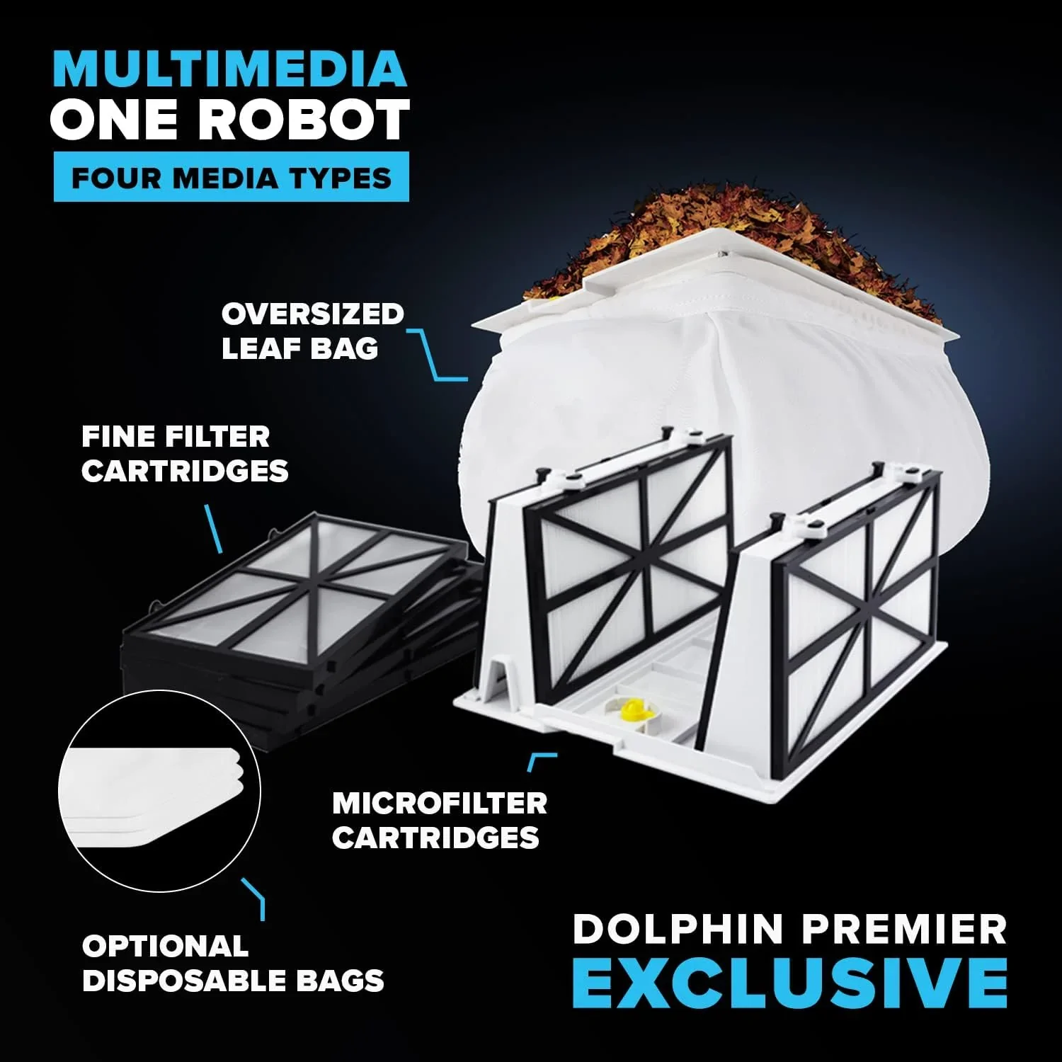 Dolphin Premier Robotic Pool Cleaner (2025 Model) with Multimedia, Oversized Leaf Bag, Standard & Ultrafine Filters, Weekly Timer, Waterline Cleaning & More 锟斤拷 for In-ground Swimming Pools up to 50ft - Levo Sportswear