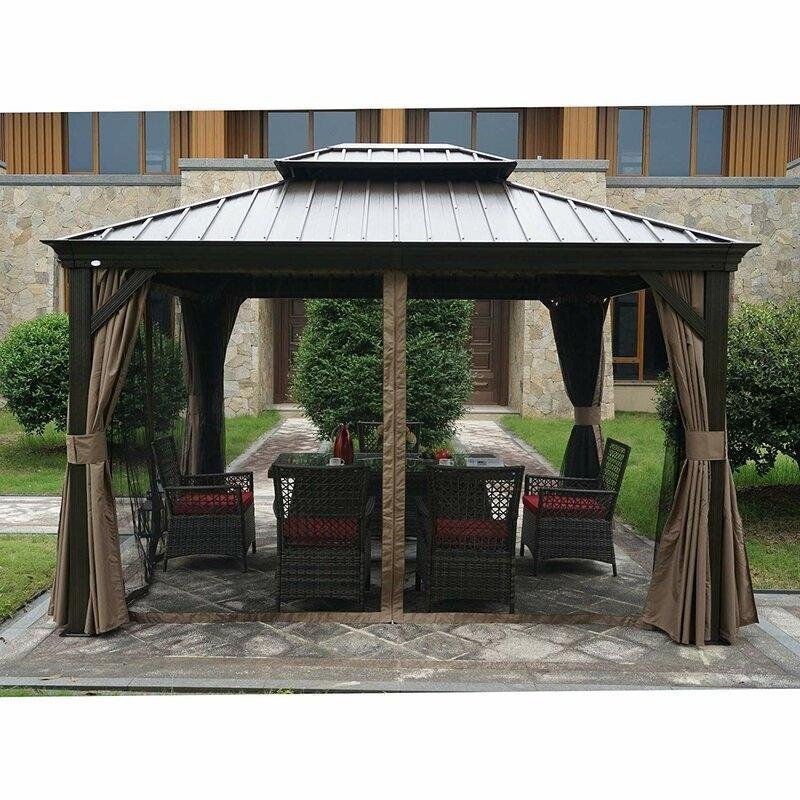 Dahlin Hardtop 12 Ft. W X 10 Ft. D Aluminum Patio Gazebo - Levo Sportswear