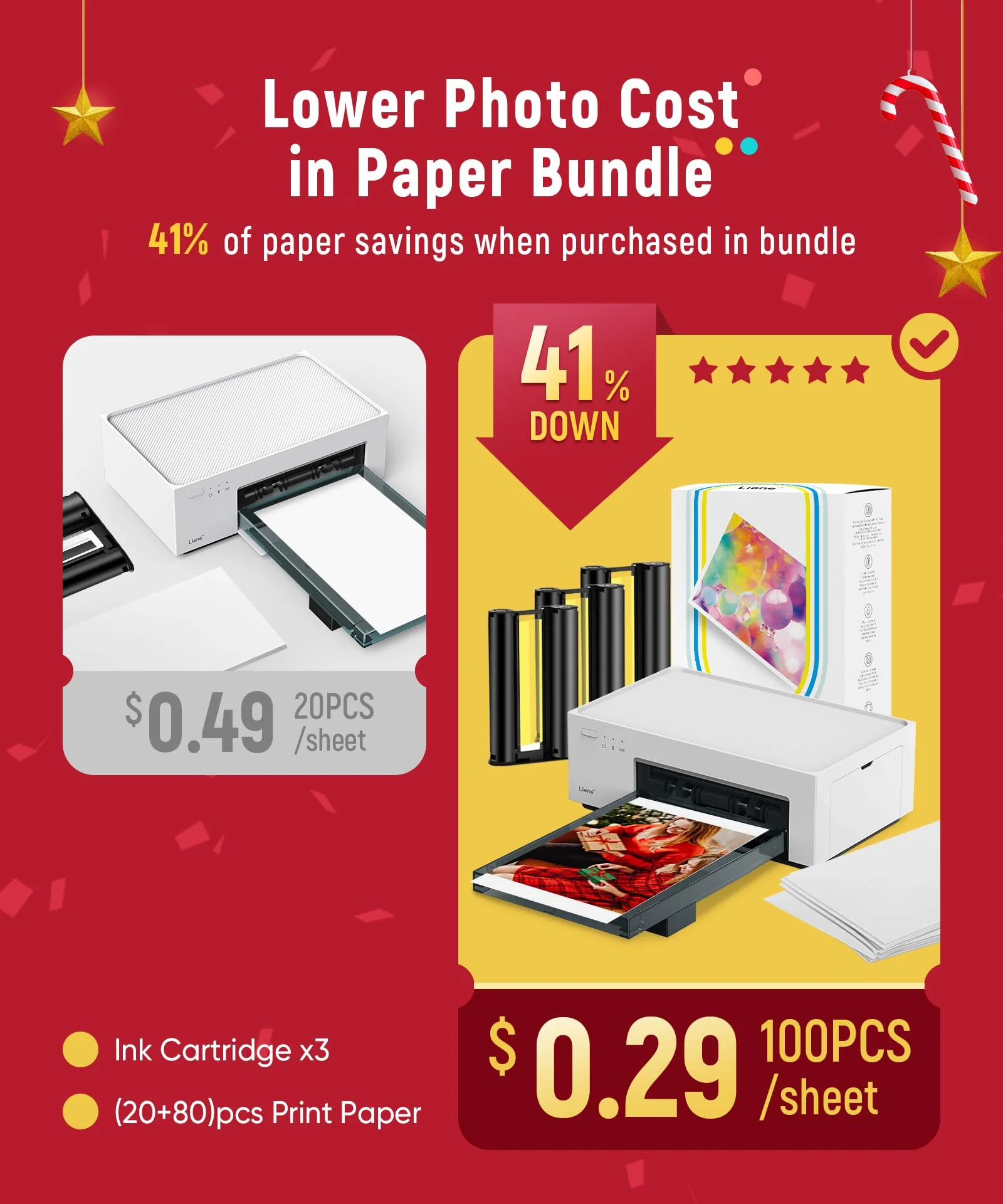 Liene 4锟�6 Photo Printer with Wi-Fi, 100 Sheets, Thermal-Dye Sublimation, for iPhone & Android - Levo Sportswear
