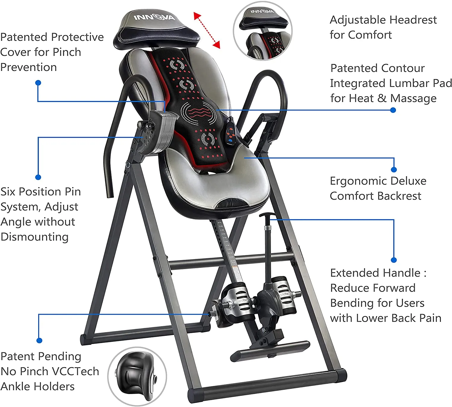 INNOVA HEALTH AND FITNESS ITM5900 Advanced Heat and Massage Inversion Table sgtnighsdesigns - Levo Sportswear