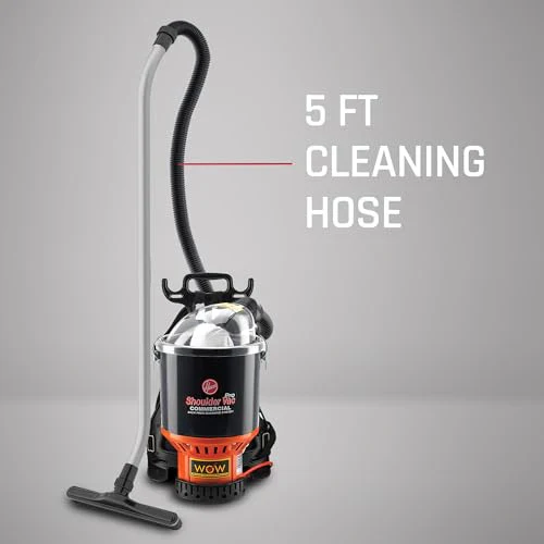 Hoover Commercial Shoulder Vac Pro Backpack Bagged Vacuum Cleaner, with HEPA Media Filter, Lightweight with Extra Long Cord, Chiropractic Design, for Carpet and Hard Floors, C2401, Black - Levo Sportswear