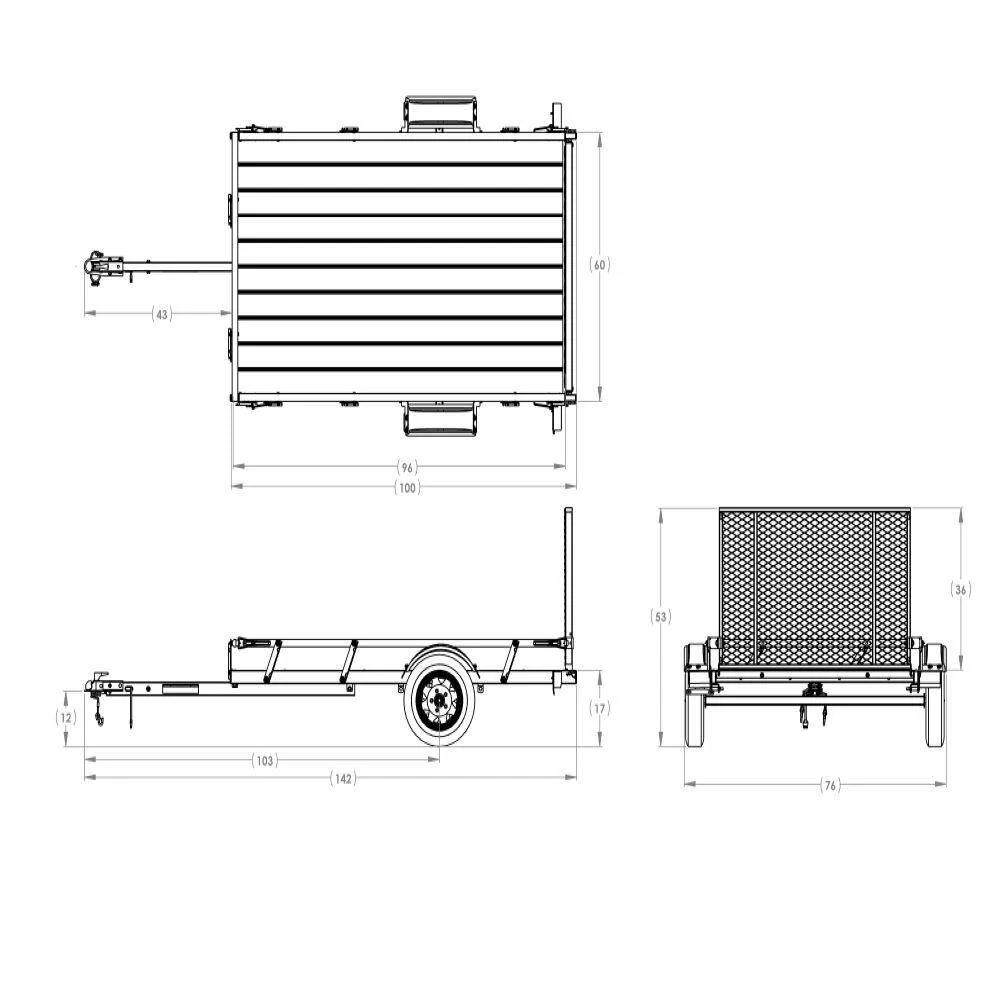 Karavan 5 ft. x 8 ft. Wood Floor Utility Trailer w Sliding Rail System - Levo Sportswear