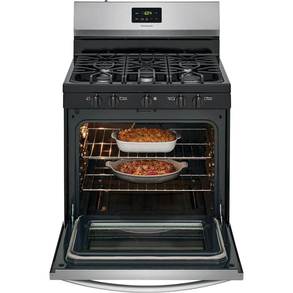Frigidaire 30 in. 5 Burner Freestanding Gas Range in Stainless Steel FCRG3052AS - Levo Sportswear