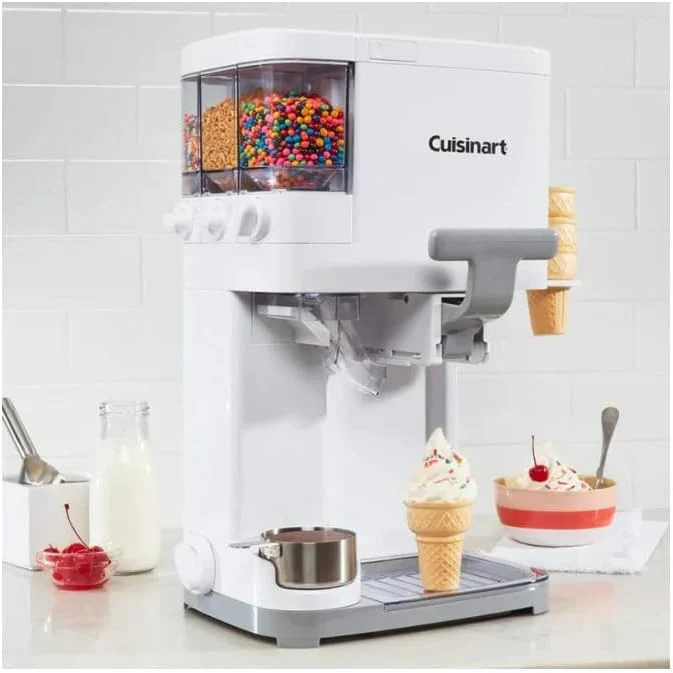 Cuisinart Soft Serve Ice Cream Machine- Mix It In Ice Cream Maker for Frozen Yogurt, Sorbet, Gelato, Drinks 1.5 Quart, White, ICE-48 - Levo Sportswear