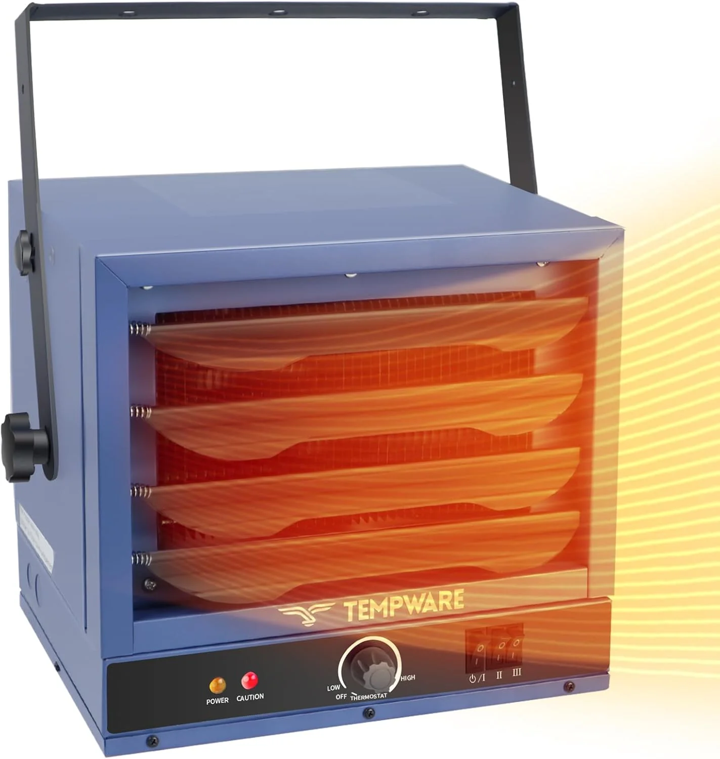 Electric vehicle garage heater, 7500-watt digital display fan-driven ceiling-mounted work area heater, featuring full-function remote control, 240-volt wired installation, with a 12-hour timer, is highly suitable for use in workplaces. - Levo Sportswear