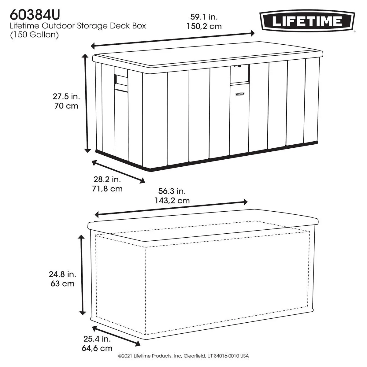 Lifetime 568 Litre Modern Outdoor Storage Deck Box Model 60384U - Levo Sportswear