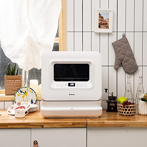 COSTWAY Portable Countertop Dishwasher, with 7.5L Openable Water Tank - Levo Sportswear