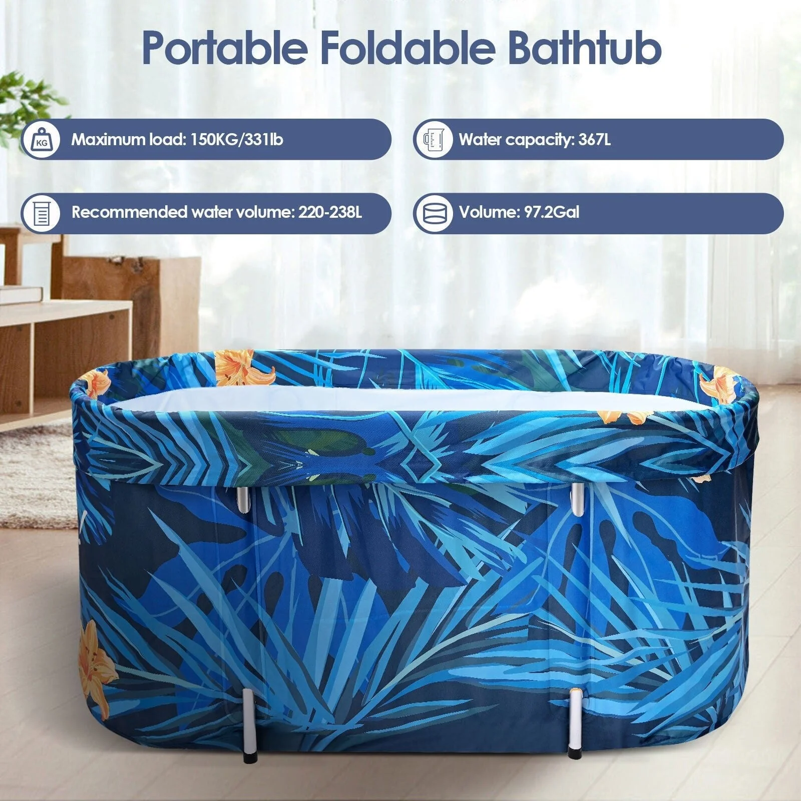 De-Stress 2023 Large Portable Folding Soaking Bathtub For Adults - Levo Sportswear