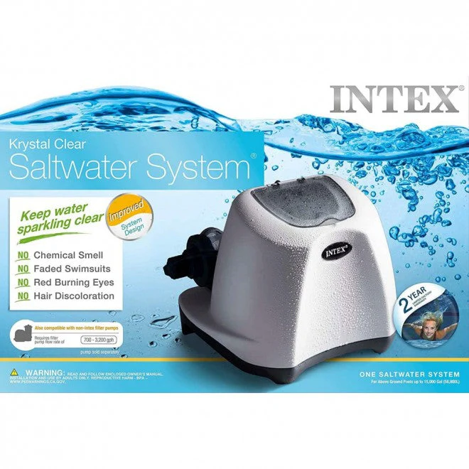 INTEX KRYSTAL CLEAR SALTWATER SYSTEM WITH E.C.O. (ELECTROCATALYTIC OXIDATION) FOR UP TO 15000-GALLON ABOVE GROUND POOLS, 110-120V WITH GFCI - Levo Sportswear