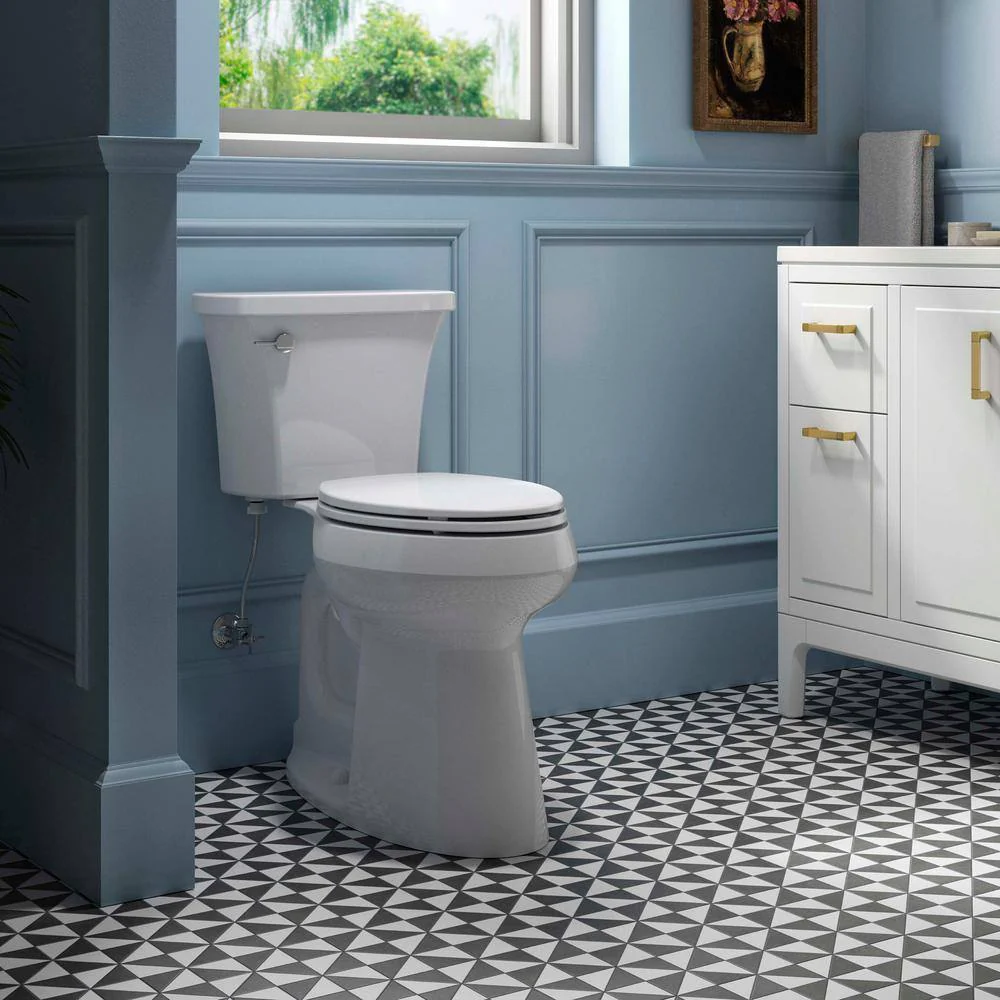 KOHLER Highline Arc Extra Tall Elongated Toilet 1.28 GPF White with Seat - Levo Sportswear